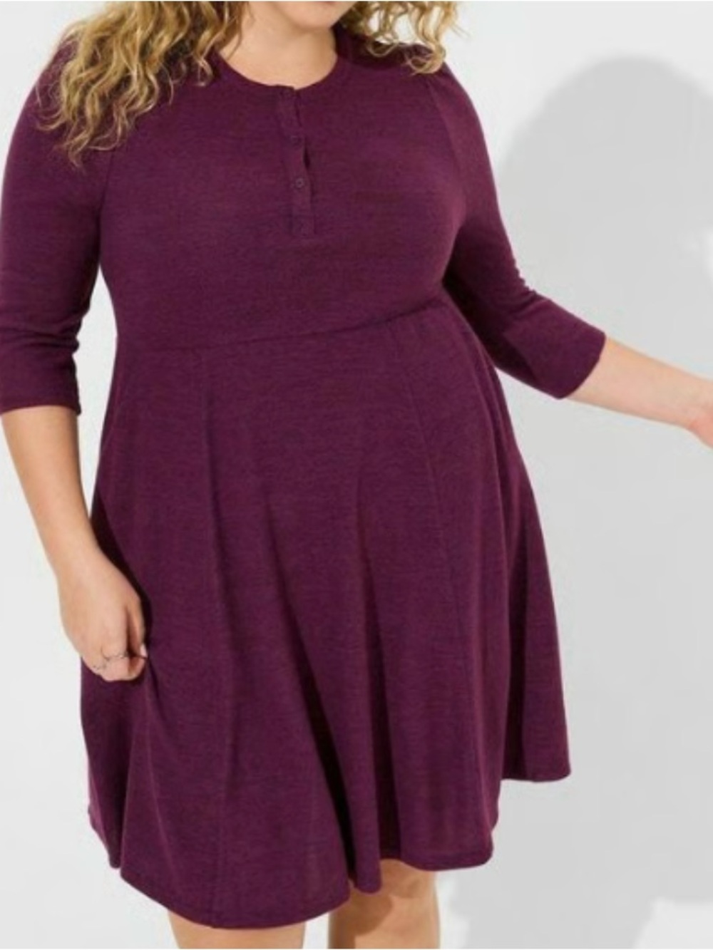 Torrid Plum Super Soft Plush Puff Sleeve Skater Dress